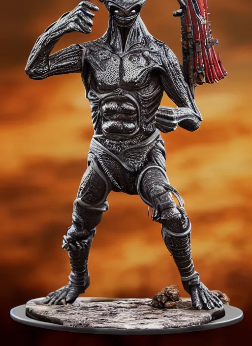 Prompt: 80mm resin detailed miniature of a Alien warrior, Product Introduction Photos, 4K, Front view, Full body