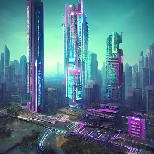 Image similar to shenzhen, cyberpunk, by beeple