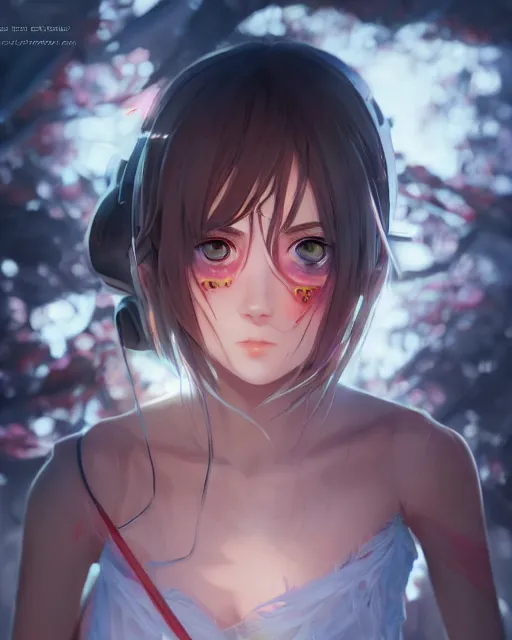 Prompt: saimin illustration of an anime girl's eyes being mind controlled by artgerm and wlop and greg rutkowski, digital art, extreme detail, realistic lighting, cinematic composition, concept art, sharp focus, colorful, photorealistic eyes, 8 k