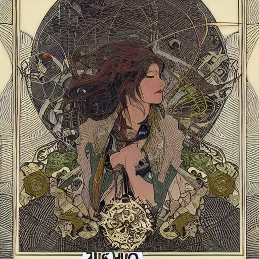 Image similar to rain wind torrential downpour euclid monster of the elements by alphonse mucha yoji shinkawa victo ngai 8 0 s cartoon heavy metal hyperdetailed intricate beautiful interwoven fibers of death