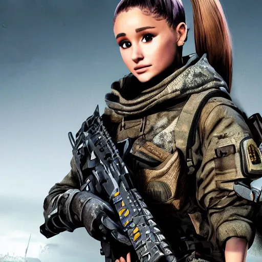 Image similar to Ariana Grande in Call of Duty, 4k