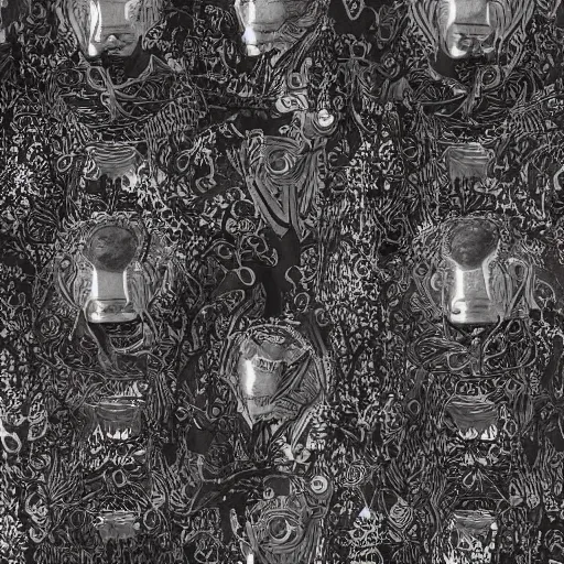 Image similar to dreary woman in dark fabrics, detailed pattern on clothes, in the style of spanish conquerors, silver, plastic, anime render, 8 k