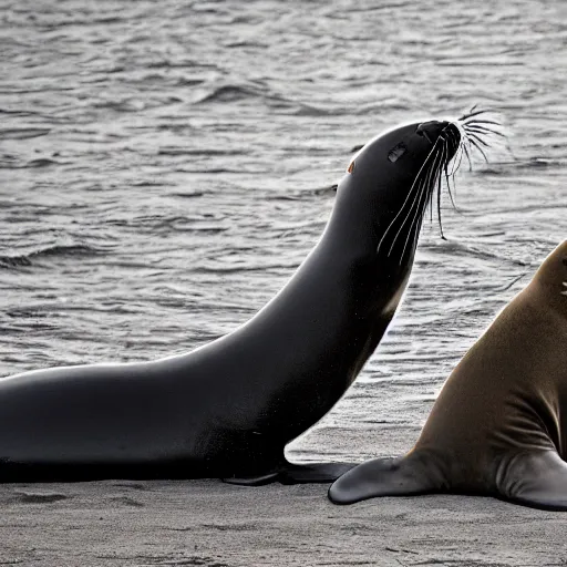 Prompt: A cat slapping a sea lion, photography, award winning, 8k