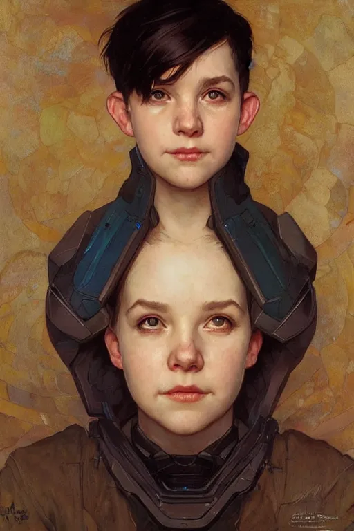 Image similar to Ender Wiggin portrait by Stanley Artgerm Lau, greg rutkowski, thomas kindkade, alphonse mucha, loish, norman Rockwell