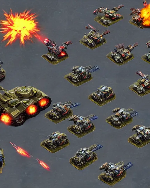 Image similar to starcraft game battle with tanks and marines, photorealism