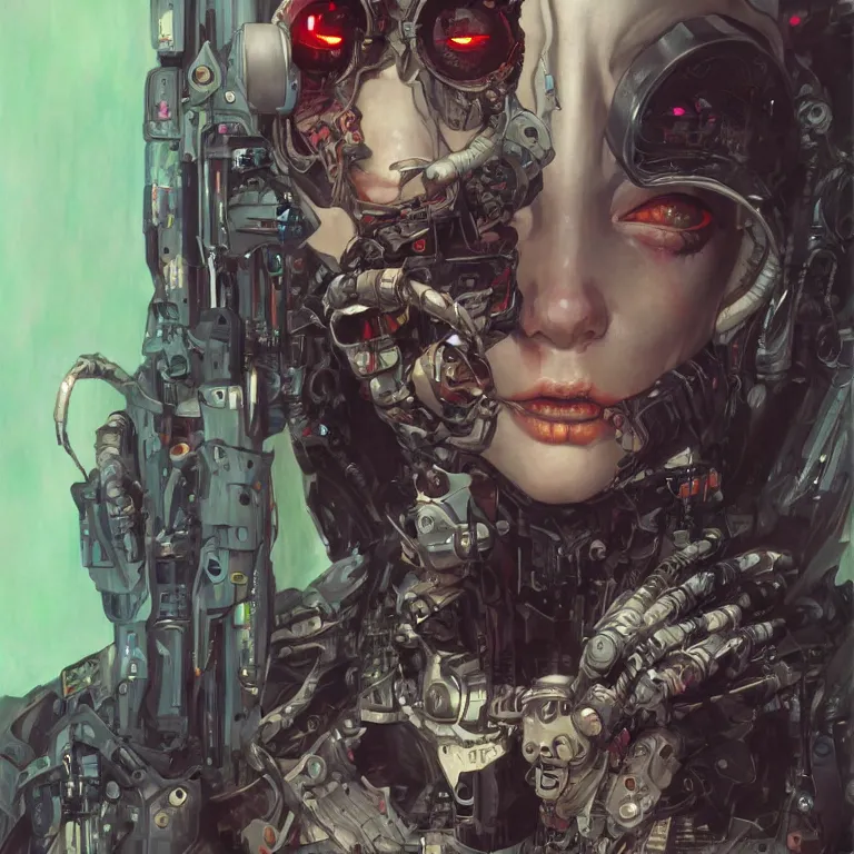 Prompt: portrait of a scary cyborg goblin, cyberpunk, Warhammer, highly detailed, artstation, illustration, art by Gustav Klimt and Range Murata and Ilya Kuvshinov and Sakimichan