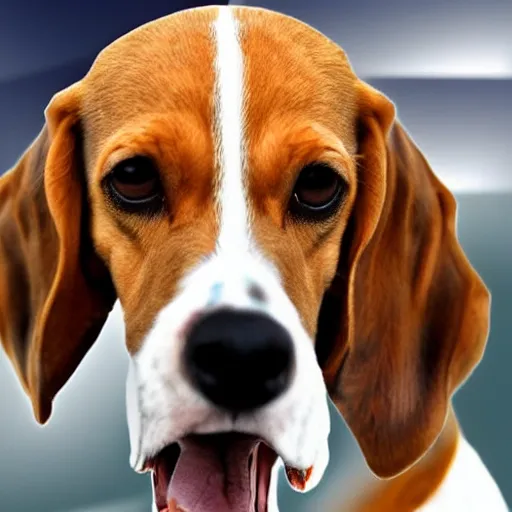 Prompt: evil beagle with rabies biting joe biden's nose off