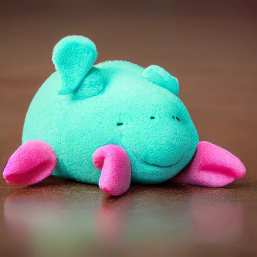 Prompt: blobfish beanie baby in mint condition with tag attached, 8 k photograph