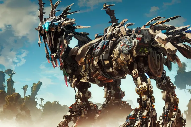 Image similar to bristleback machine mecha animal beast robot of horizon forbidden west horizon zero dawn bioluminiscence global illumination ray tracing hdr fanart arstation by sung choi and eric pfeiffer and gabriel garza and casper konefal