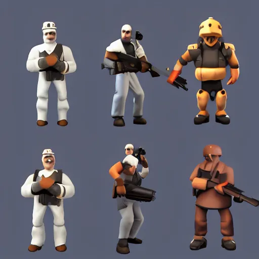 Image similar to 3d render minimalistic octane team fortress characters