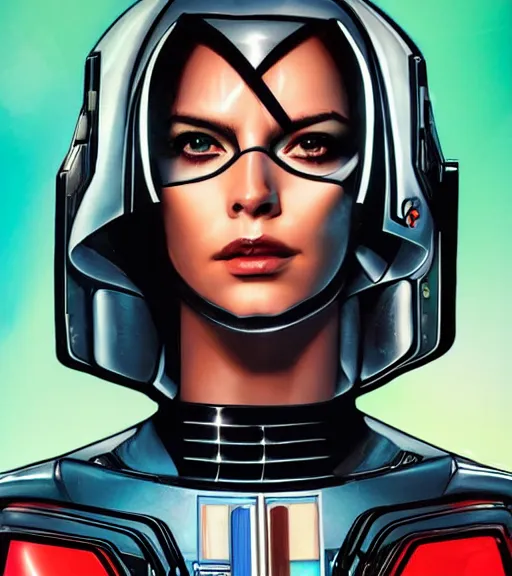 Image similar to portrait of a female android, by DC comics and Sandra Chevrier, 4k