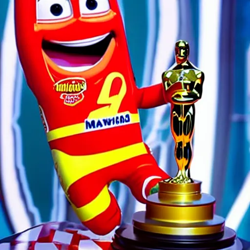 Image similar to photo of lightning mcqueen winning an oscar