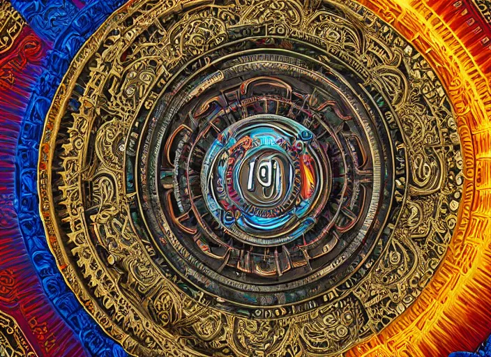 Image similar to hyperrealism, detailed textures, photorealistic 3 d render, a coloured beautiful mystical tibetan kalachakra mandala with sanskrit writing, ultra realistic, ultra high pixel detail, cinematic, intricate, cinematic light, concept art, illustration, art station, unreal engine 8 k