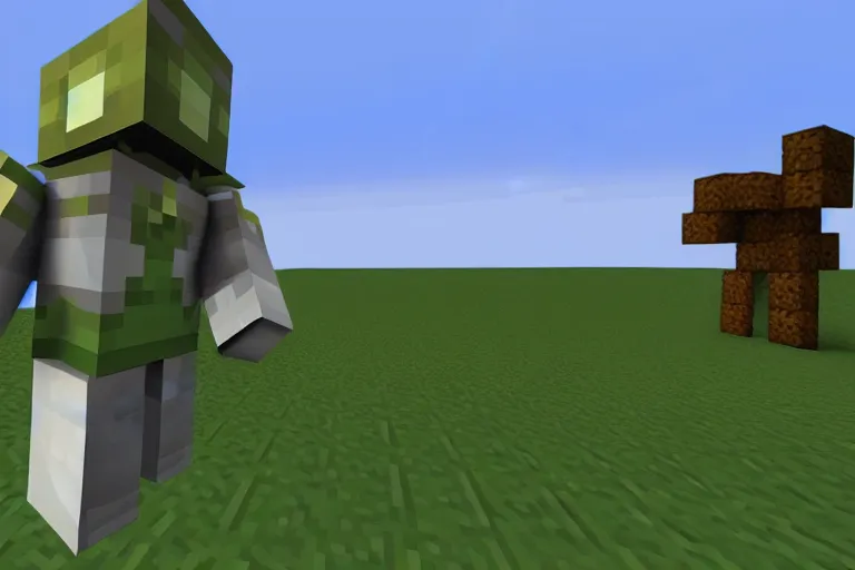 Image similar to master chief in minecraft