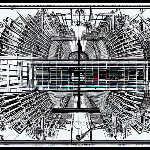 Image similar to blueprint of a time machine, detailed