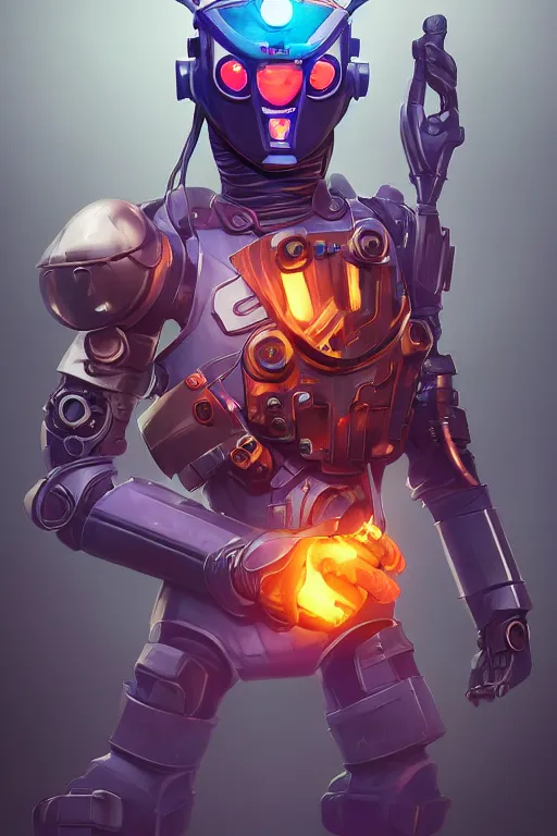 Image similar to epic mask helmet robot ninja portrait stylized as fornite style game design fanart by concept artist gervasio canda, behance hd by jesper ejsing, by rhads, makoto shinkai and lois van baarle, ilya kuvshinov, rossdraws global illumination radiating a glowing aura global illumination ray tracing hdr render in unreal engine 5