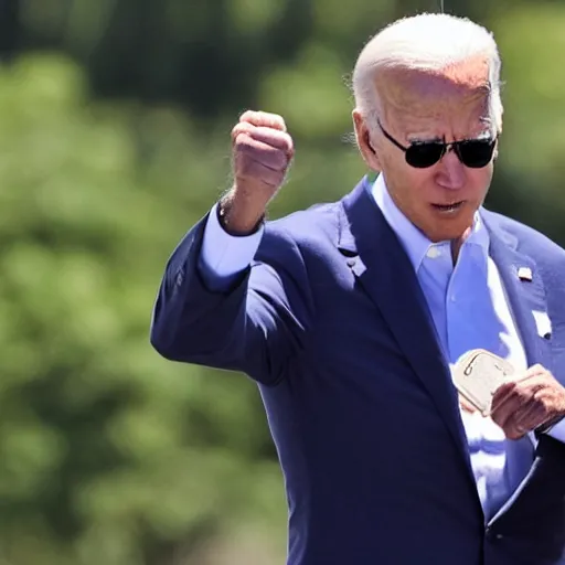 Image similar to joe biden looking for his keys in his hand