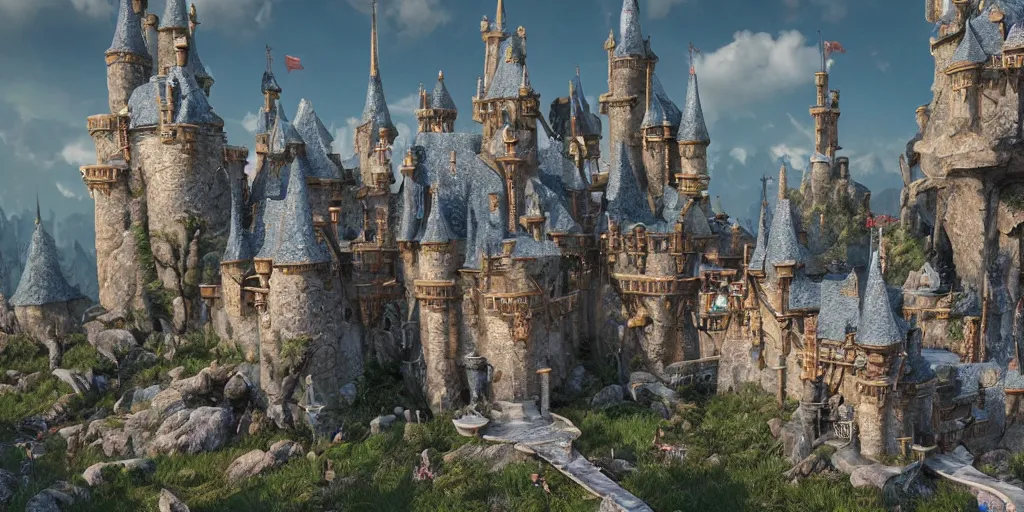 Image similar to a fantasy castle, extremely detailed, unreal 5 render, fantasy digital art, octane render, beautiful composition, trending on artstation, award-winning photograph, masterpiece