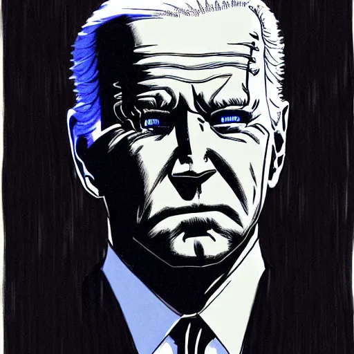 Image similar to Joe Biden looking sinister, by Tsutomu Nihei, highly detailed