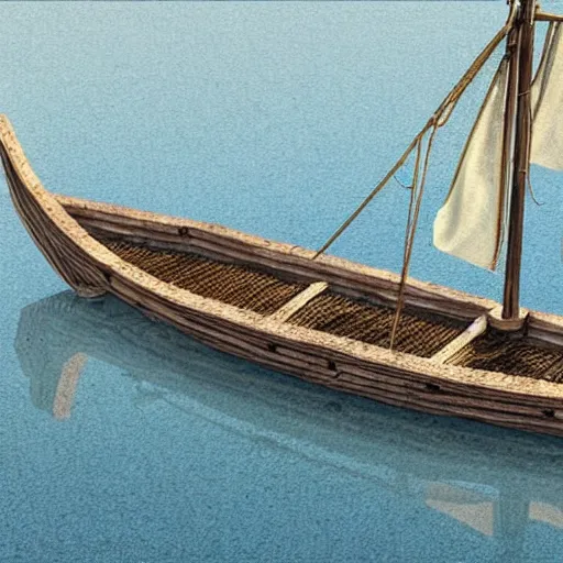 Image similar to early byzantine pentekonter ship, primitive, single rowing deck