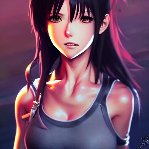 Image similar to tifa lockhart, portrait shinkai makoto studio ghibli studio key hideaki anno sakimichan stanley artgerm lau rossdraws james jean marc simonetti elegant highly detailed digital painting artstation pixiv