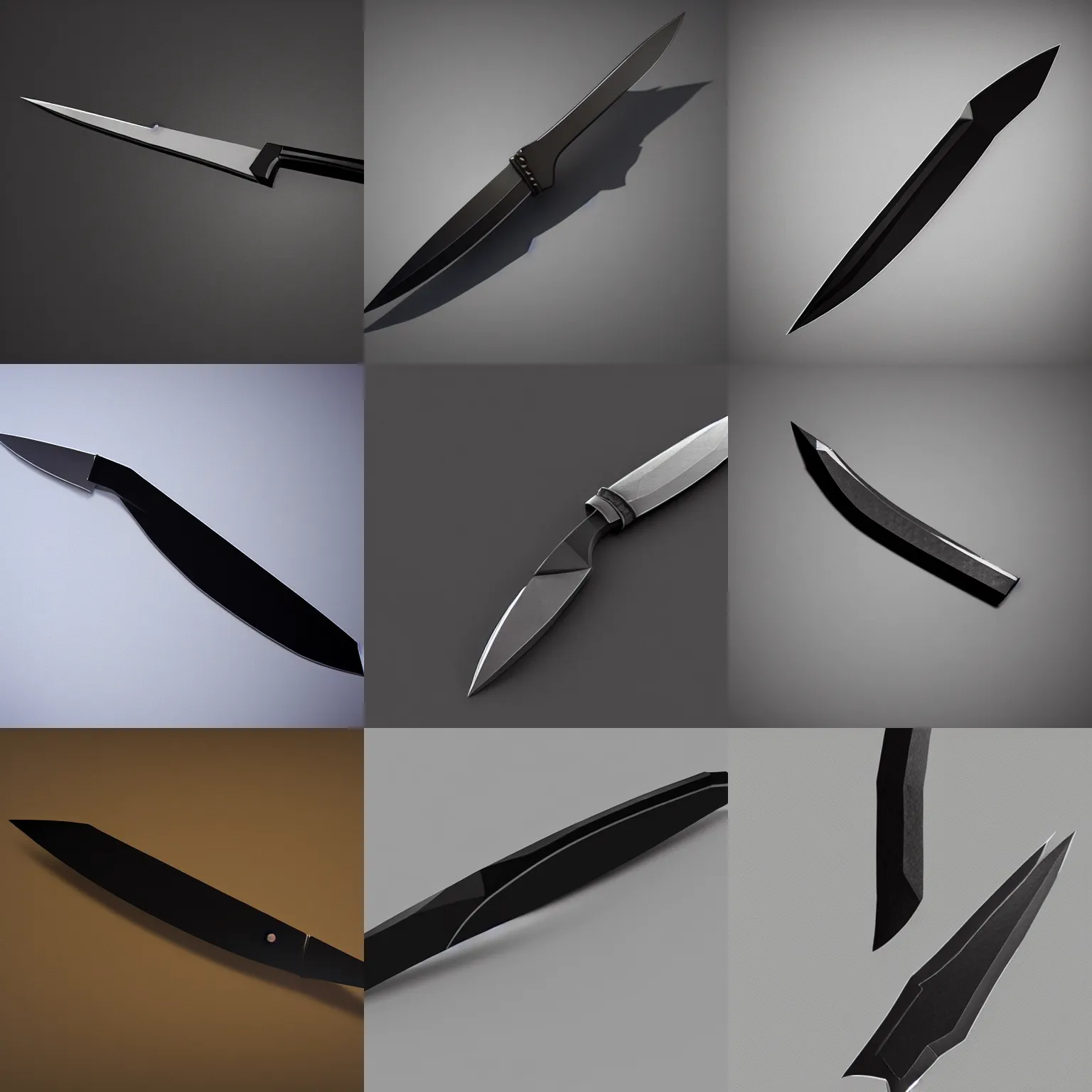 Prompt: black knife, concept art, simple, low poly, fantasy digital art, high detail, octane render, by greg rutkovski, miyazaki