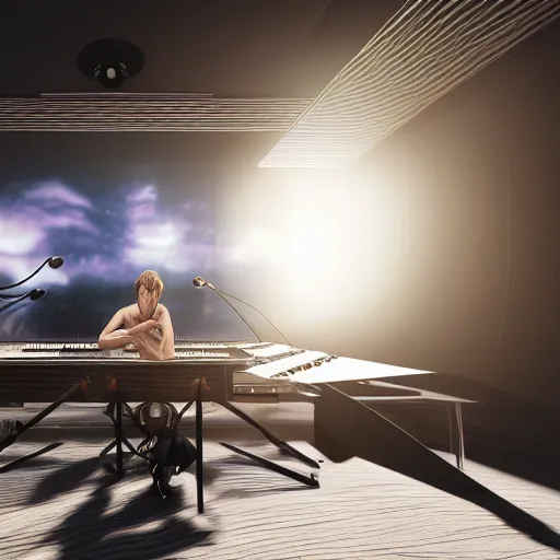 Prompt: A Nordic recording a disc in the music studio, unreal engine, cinema4D, octane render, Detailed, cinematographic