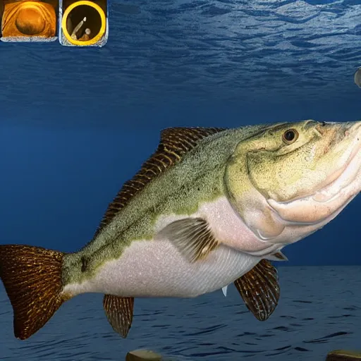 Image similar to incredibly detailed atlantic cod, hyper realistci, underwter, dynamic camera angle