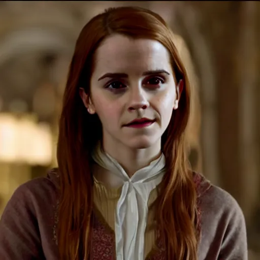 Image similar to Emma Watson as Ginny Weasley, 4k Harry potter movie screenshot