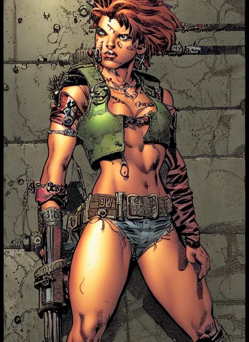 Image similar to a portrait of a pretty sewer punk young lady by david finch