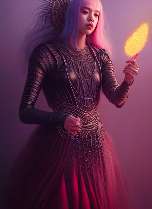 Image similar to jossi of blackpink, king, tarot card, highly detailed, digital painting, smooth, sharp focus, illustration, ultra realistic, octane, render, unreal engine 8 k, art by artgerm and agostino arrivabene