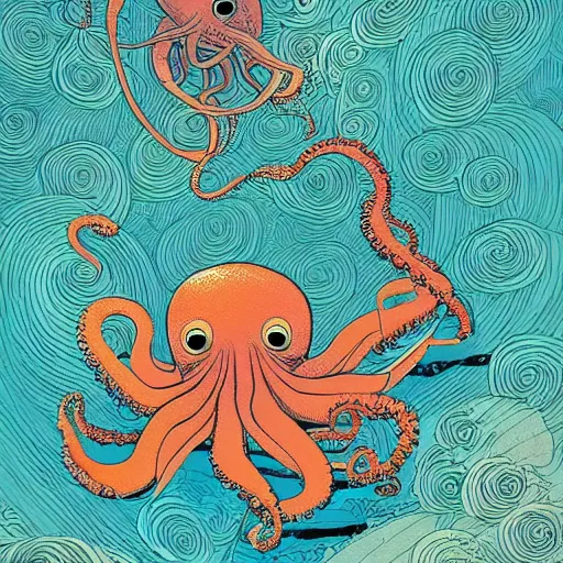 Image similar to a baby octopus by feng zhu and loish and laurie greasley, victo ngai, andreas rocha, john harris