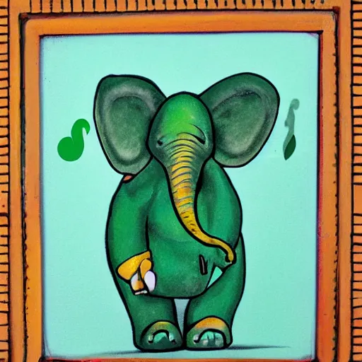 Image similar to green elephant in the style of popular nft arts