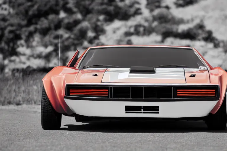 Image similar to 1974 AMC AMX/3, (Sony a7R IV, symmetric balance, polarizing filter, Photolab, Lightroom, 4K, Dolby Vision, Photography Award)