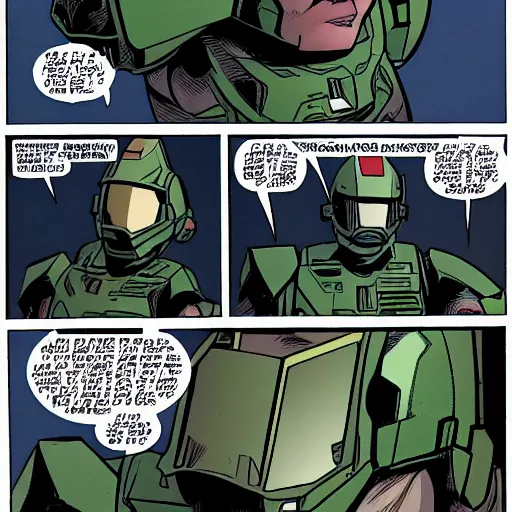 Image similar to master chief in a comic book