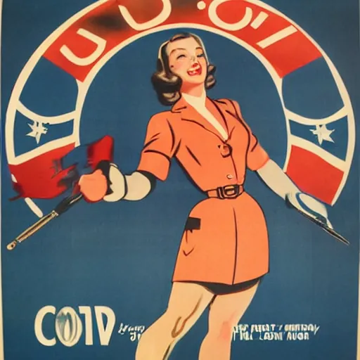 Image similar to 1 9 4 0 s us propaganda poster about covid - 1 9. no text.