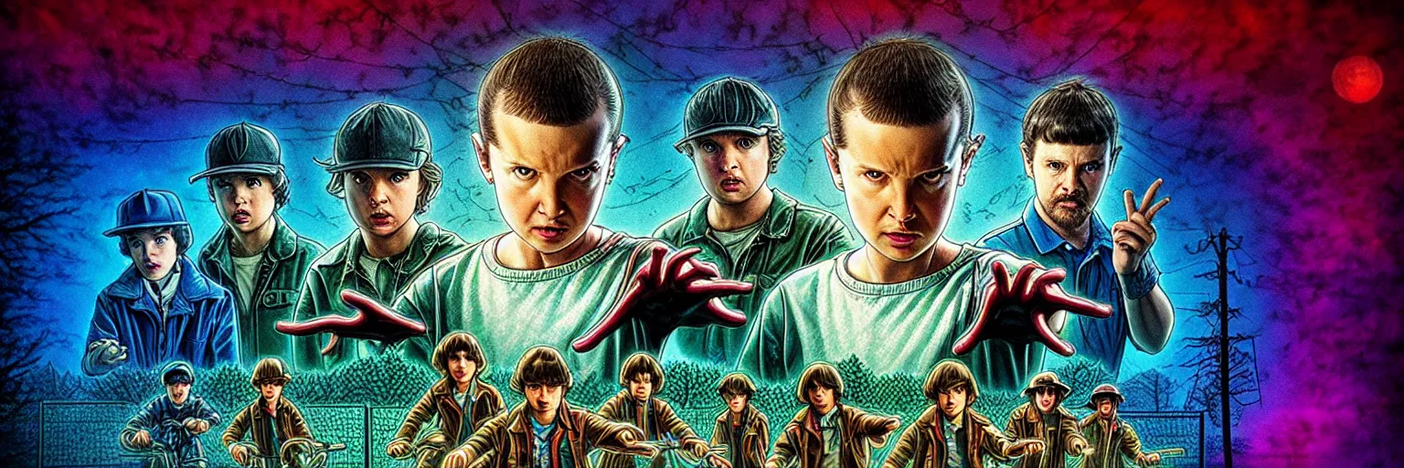 Prompt: ultra realistic stranger things poster, HD, HQ,