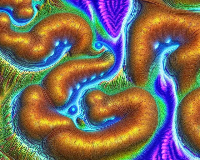 Image similar to deepdream slugdogs. a beautiful image of a mountain river, altered by googles deepdream algorithm