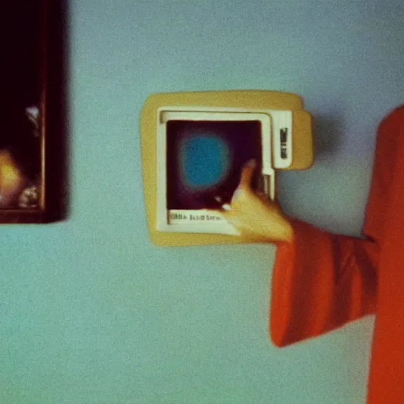 Prompt: polaroid photography, still from a 7 0's art house movie by alejandro jodorowsky, edward hopper and leonora carrington : : love, violence and surrealism, close - up view : : professional photograph, cinestill 8 0 0 tungsten 3 5 mm, high quality, triadic color scheme