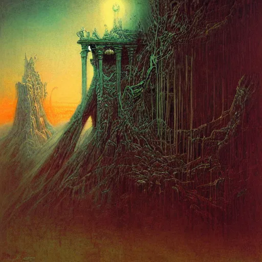 Prompt: cyberpunk dreaming by gustave dore and gustave moreau and beksinski