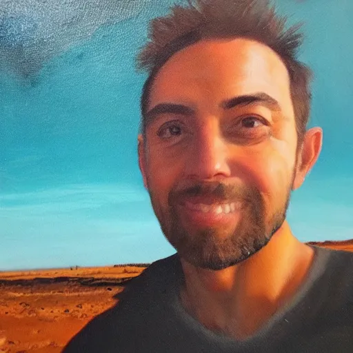 Prompt: a selfie taken at the end of the world, painting