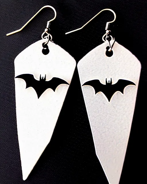 Image similar to tim burton spooky bat, 2 d lasercut earrings,