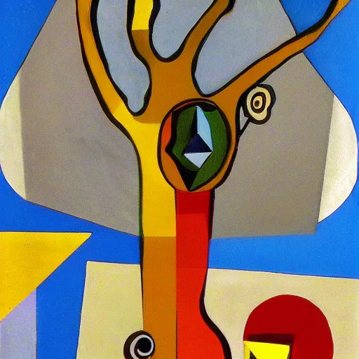 Image similar to cubist artwork of a tree, in the style of Salvador Dalí