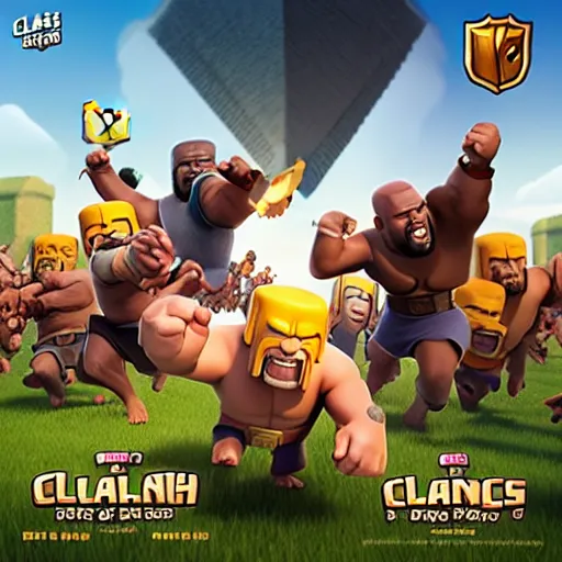 Image similar to clash of clans film poster concept featuring Kanye