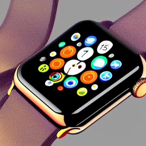 Prompt: a new model Apple Watch in 2030, digital art, concept