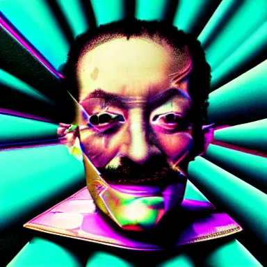 Image similar to portrait of a uncanny artist by Chor Boogie and Salvador Dali collaboration, digital art, mix of aesthetics, close up, high details