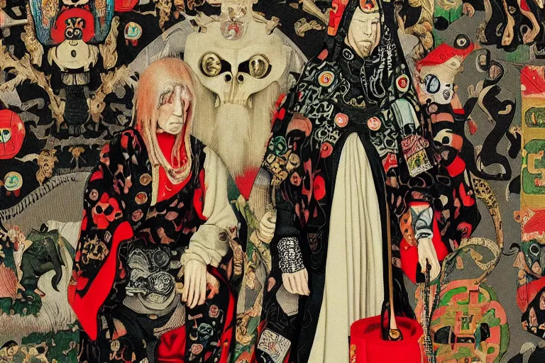 Image similar to hieronymus bosch gucci versace intricate modern textiles cloak tunic streetwear japanese cyberpunk