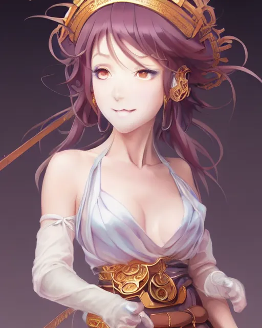 Image similar to character concept art of an anime goddess of metalworking | | cute - fine - face, pretty face, realistic shaded perfect face, fine details by stanley artgerm lau, wlop, rossdraws, james jean, andrei riabovitchev, marc simonetti, and sakimichan, tranding on artstation