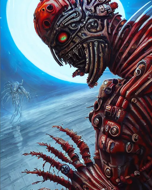 Image similar to cyborg freddy krueger, by antonio j. manzanedo, giger, alex grey, android jones, wayne barlowe, philippe druillet, raymond swanland, cyril rolando, josephine wall, harumi hironaka, trending on artstation