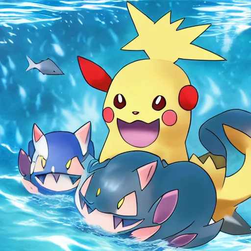 Prompt: A new Pokemon that is an aquatic cat, Pokemon official art, Gamefreak, Nintendo, 8k, Illustration